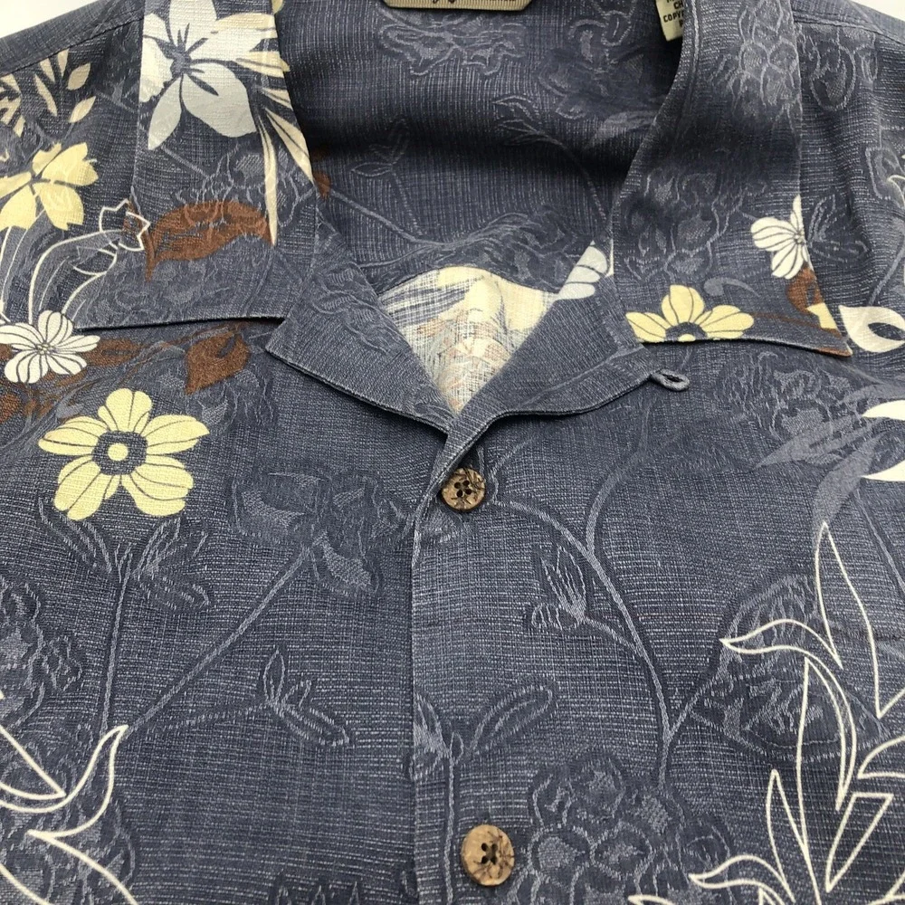 Tommy Bahama Silk Shirt Men's XXL‎ Floral Palm Hawaiian Tropical Short Sleeve